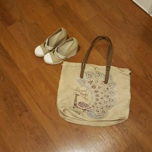 Shoes and Lucky Brand tote bag bundle