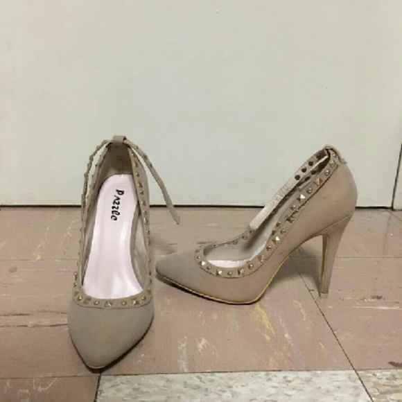 Puzzle stiletto heels with ankle strap