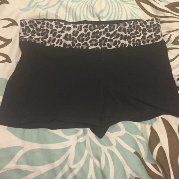 PINK yoga shorts with bejeweled "PINK"