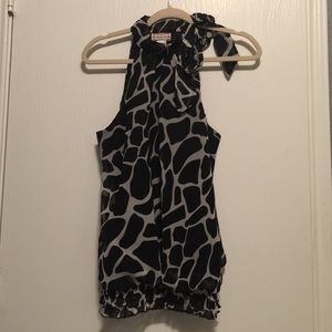 Beautiful Animal print Blk/White w/bow tie at neck