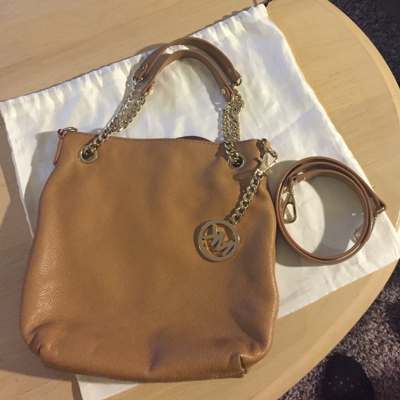 Tan leather bag and Authentic 100%