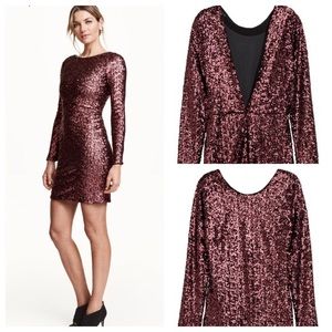 H&M Sequined dress- burgundy