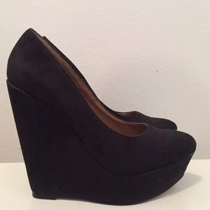 New ASOS Black Suede Pointed Pumps Wedges Platform