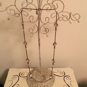 Ann Taylor gold rhinestone long necklace