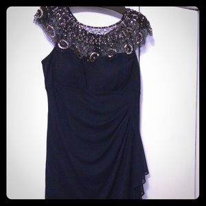 Navy formal cocktail dress.