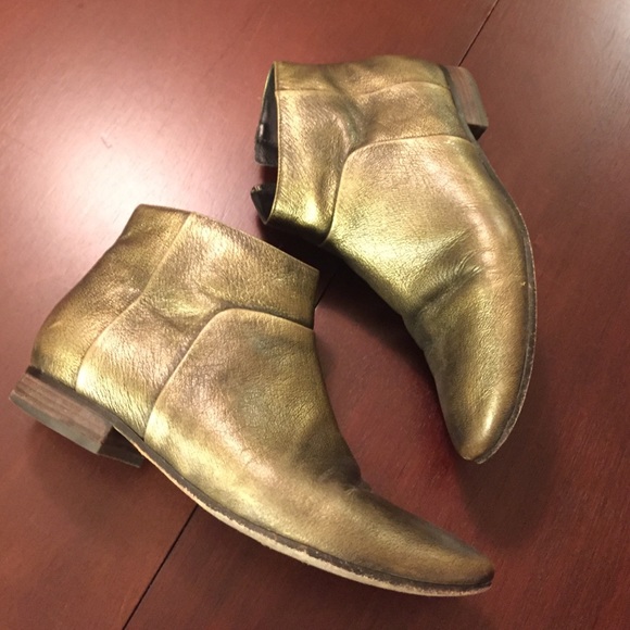 Cole Haan Shoes - Cole Haan gold leather booties