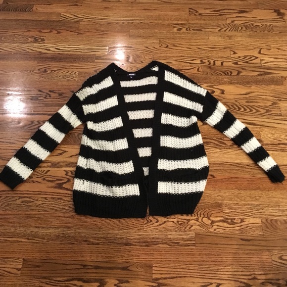 Black and white knit cardigan
