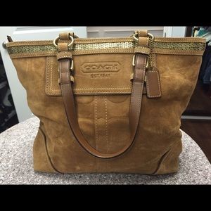 Coach Camel Colored Suede Tote