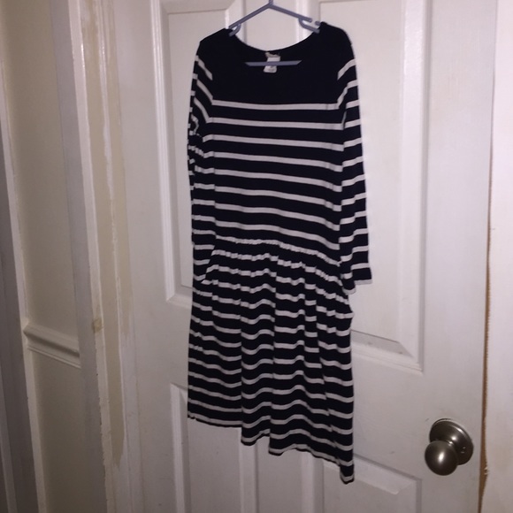 Crew cuts blue and white striped dress