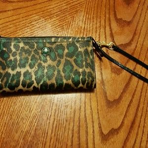 Coach Jade Ocelot Zippy Wallet wristlet