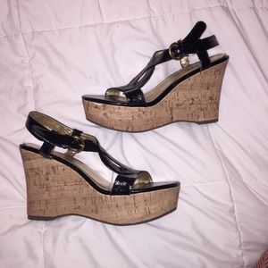 Black sandal wedges