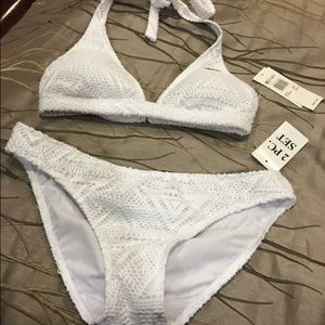 White roxy lace swim suit