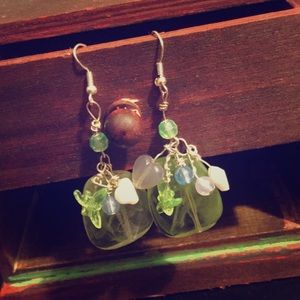 Custom Created Heart & Dragonfly Bauble Earrings