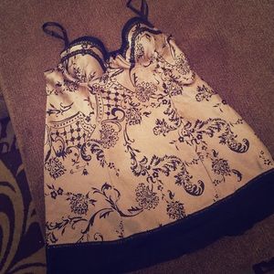 Champagne and black nightie.