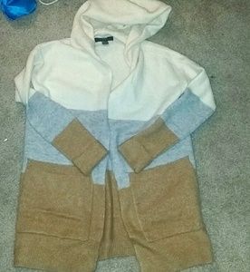 Warm fuzzy colorblock cardigan