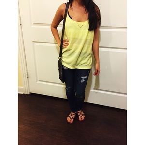 Flowy yellow spaghetti strap tank