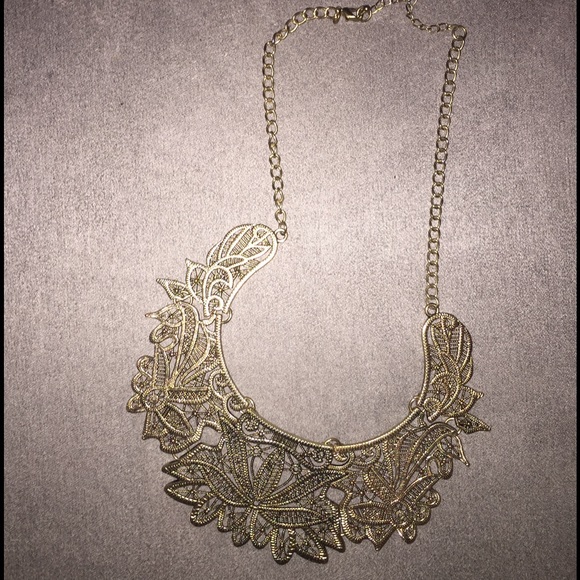 Lotus flower bib necklace
