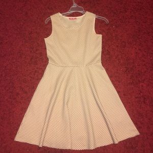 Light pink polka dot skater dress.