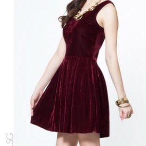 RED VELVET SKATER DRESS