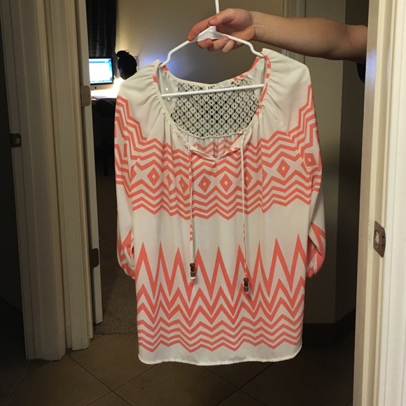 Never Worn. 3/4 sleeve pink and white blouse