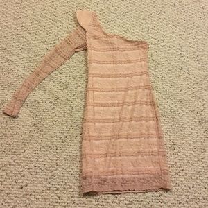 Blush one shoulder lace dress