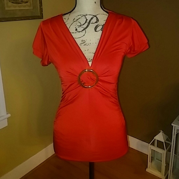 **SOLD** Red V-Cut Blouse