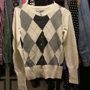 Cream and bling argyle sweater