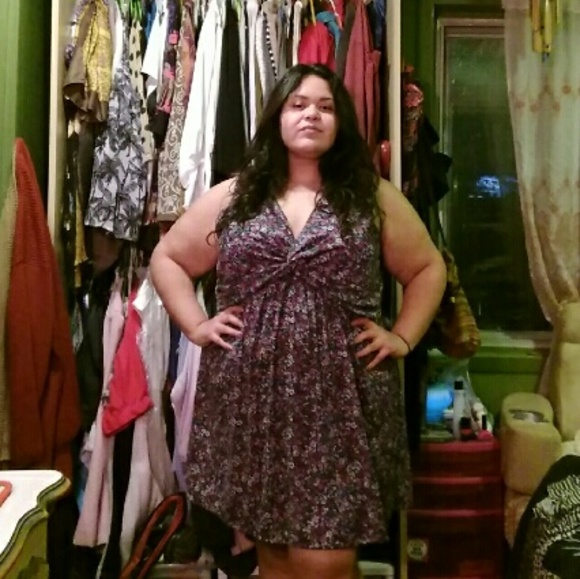 Purple floral printed dress - Picture 2 of 3