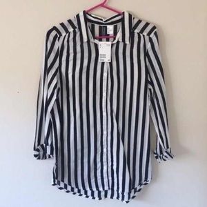 Black & White Stripped Button Down Shirt