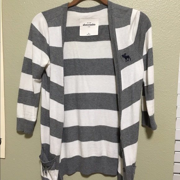 Abercrombie kids stripped gray cardigan with bow