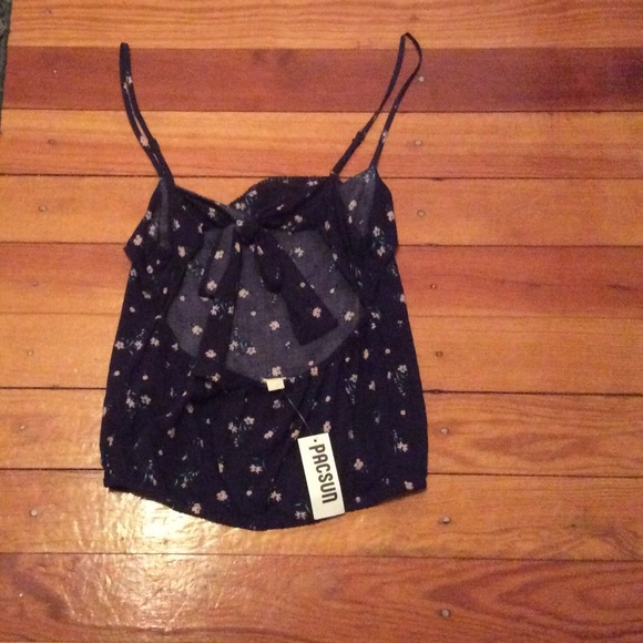 Pac sun navy and white floral tank. Size small. - Picture 2 of 2