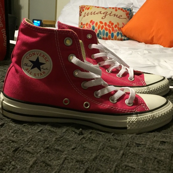 Pink high top converse