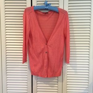 Banana Republic Cardigan 3/4 Sleeve in Coral