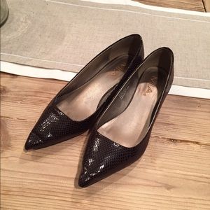 Brown Snakeskin Kitten Heels