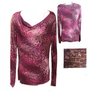 D) Apt. 9 Essentials Women’s Cowl Neck Top Size S Purple Pink Abstract Print