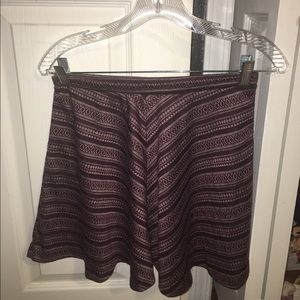Burgundy and cream with patterns skater skirt