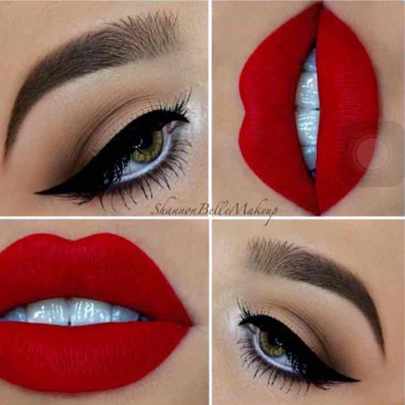 bright red matte lipstick
