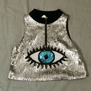 Sequin Eye Crop Top