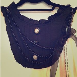 Forever21 Black/White high collar adorned Top