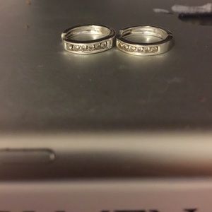 White gold 10K hoops with diamonds