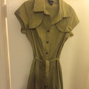 Olive green pleated dress