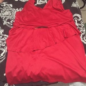 Red Asymmetrical Peplum Dress