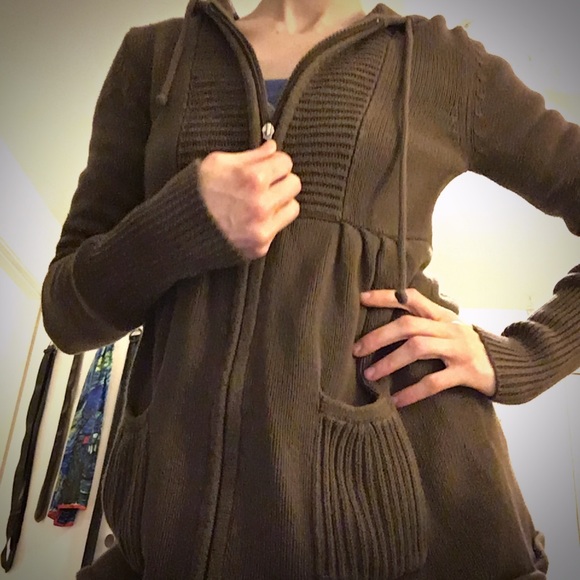 ⚡️CLEARANCE⚡️Brown Zip Up Hooded Sweater Dress