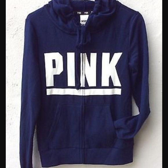 Victoria's Secret Pink blue & white zip up hoodie