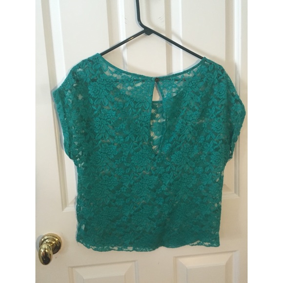 Aerie Teal Lace Shirt Size Small - Picture 2 of 4