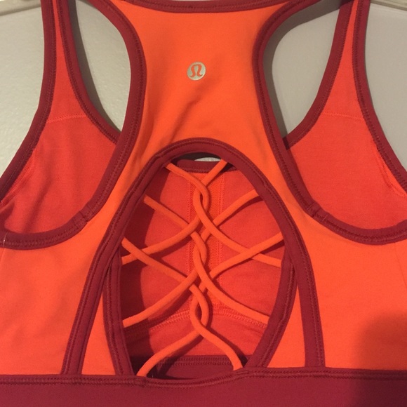 Orange/red Lululemon sports bra