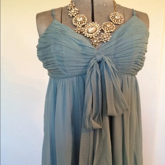 BCBG paris blue chiffon laced cocktail dress
