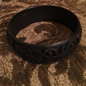Black Metal Bracelet Filagree Design