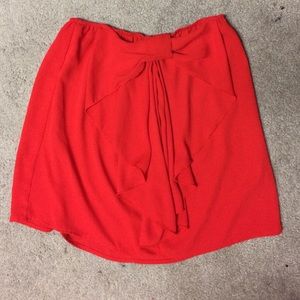 Strapless red bow top