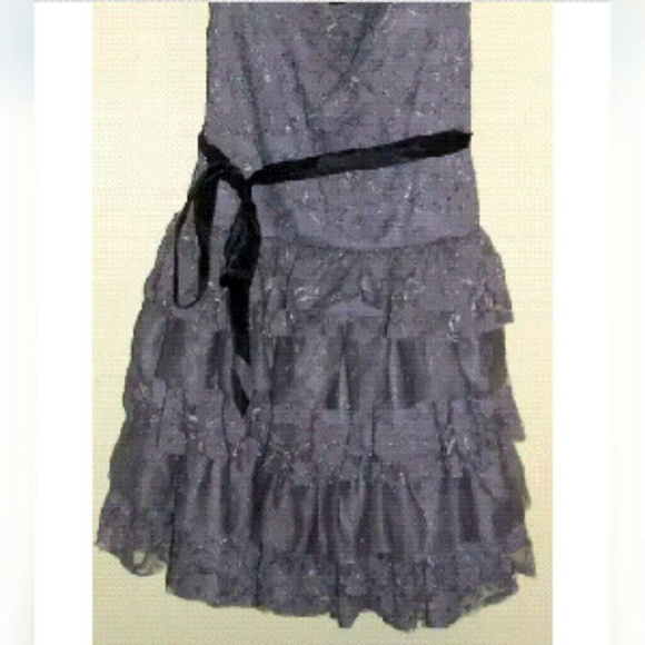 Lily Rose Grey Lace Sleeveless Dress Lg